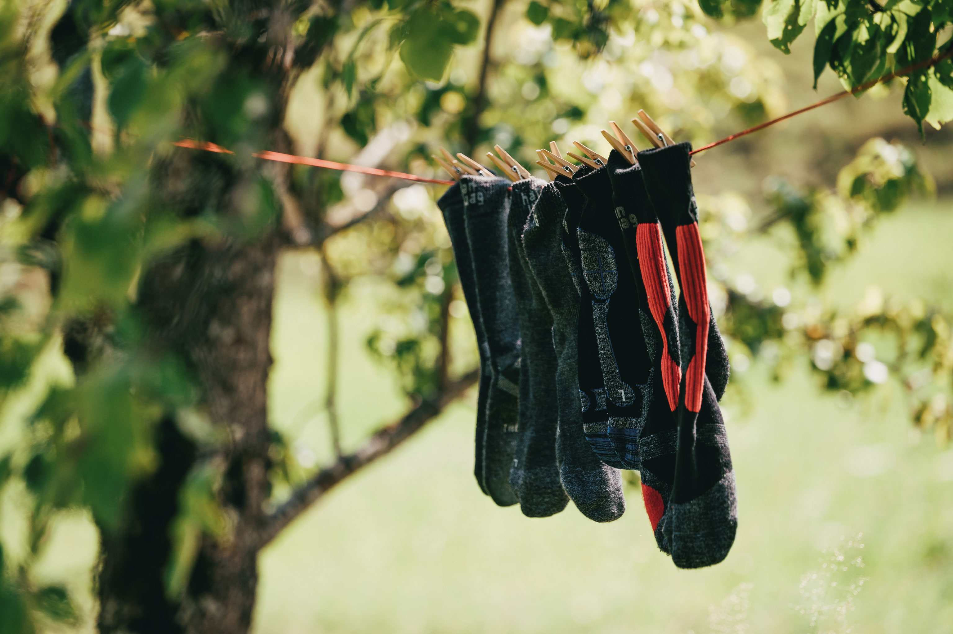 Washing your hiking socks washing line