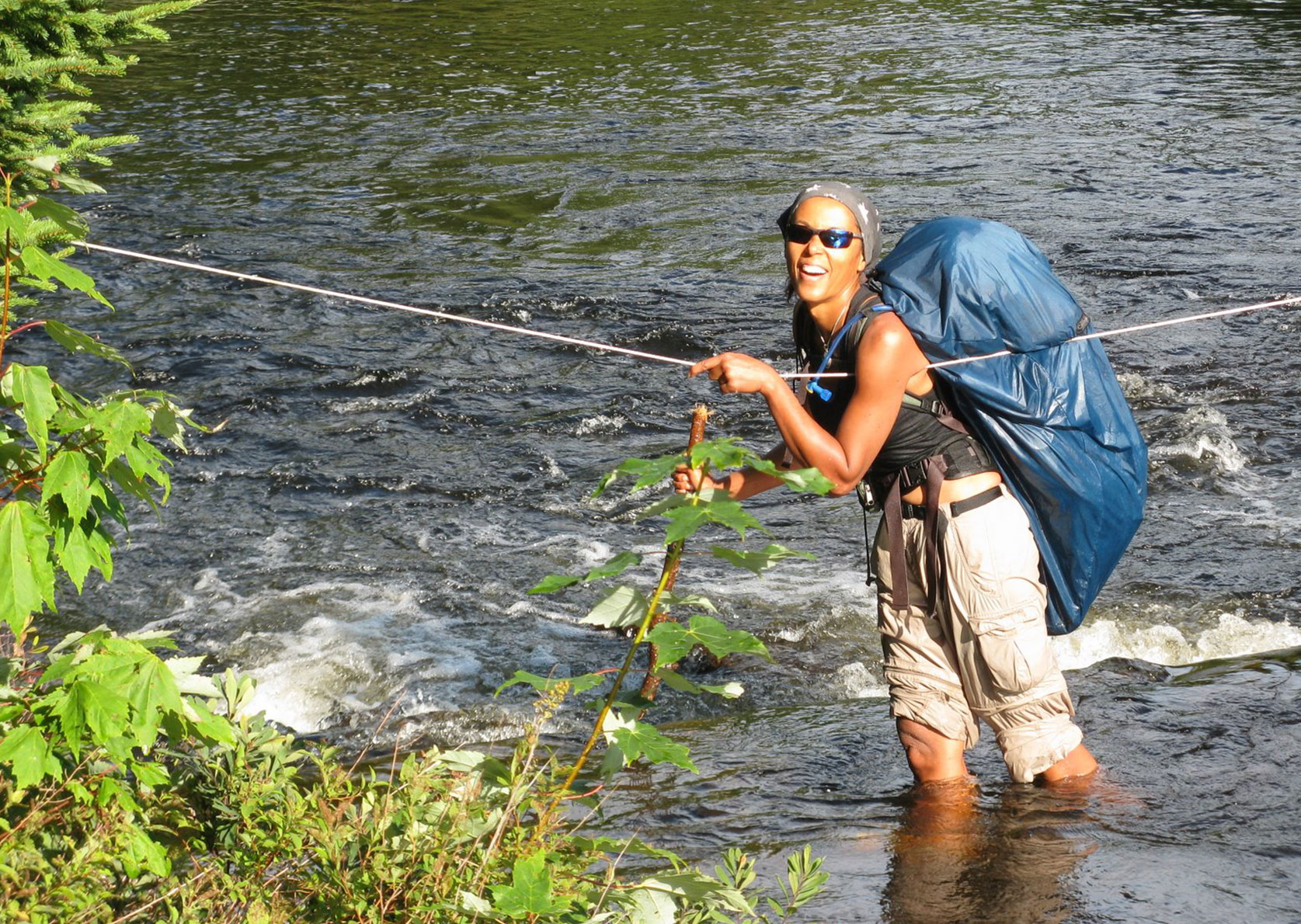 Long-distance walks Appalachian Trail river crossing with safety rope