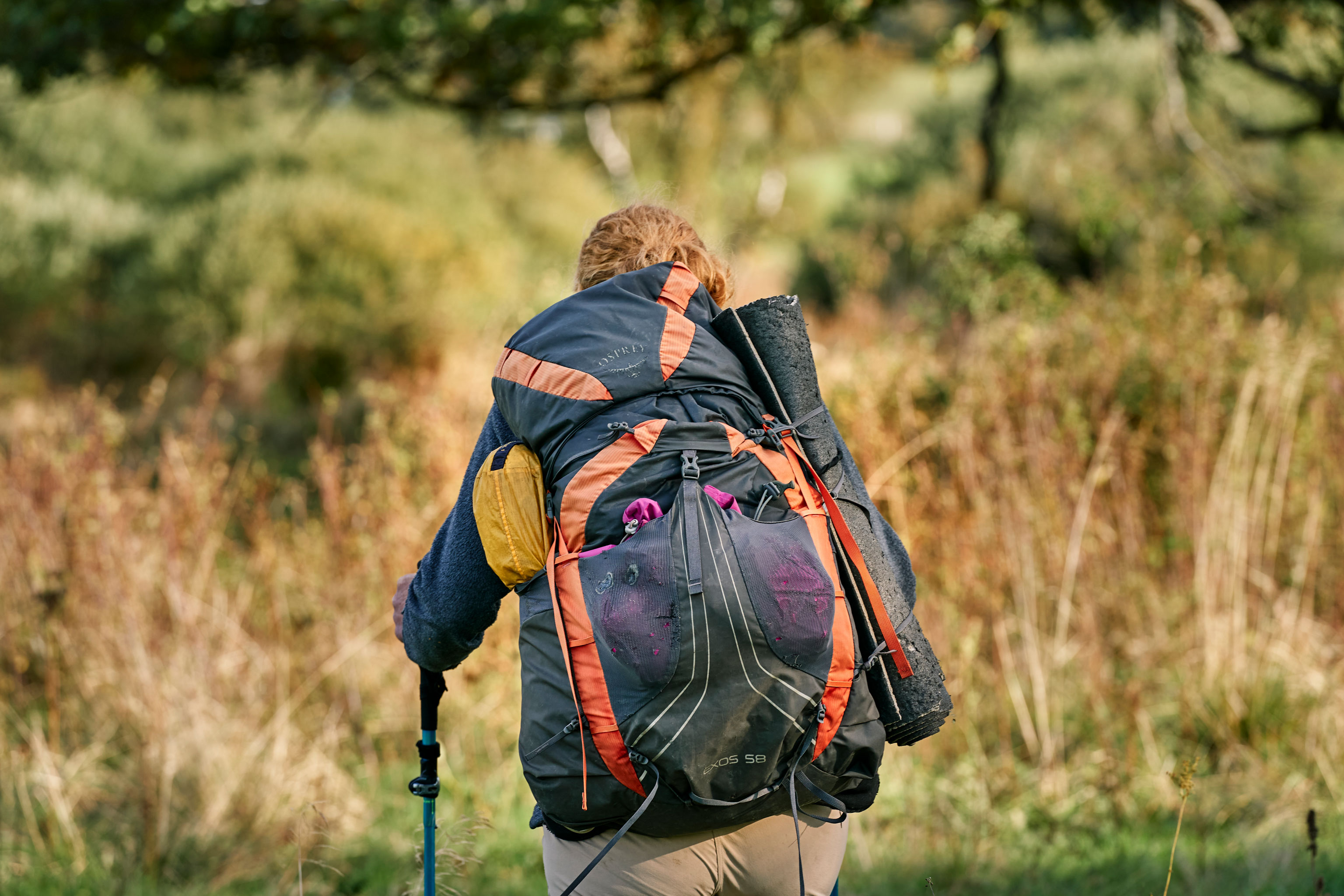 Thru-hiker with big backpack