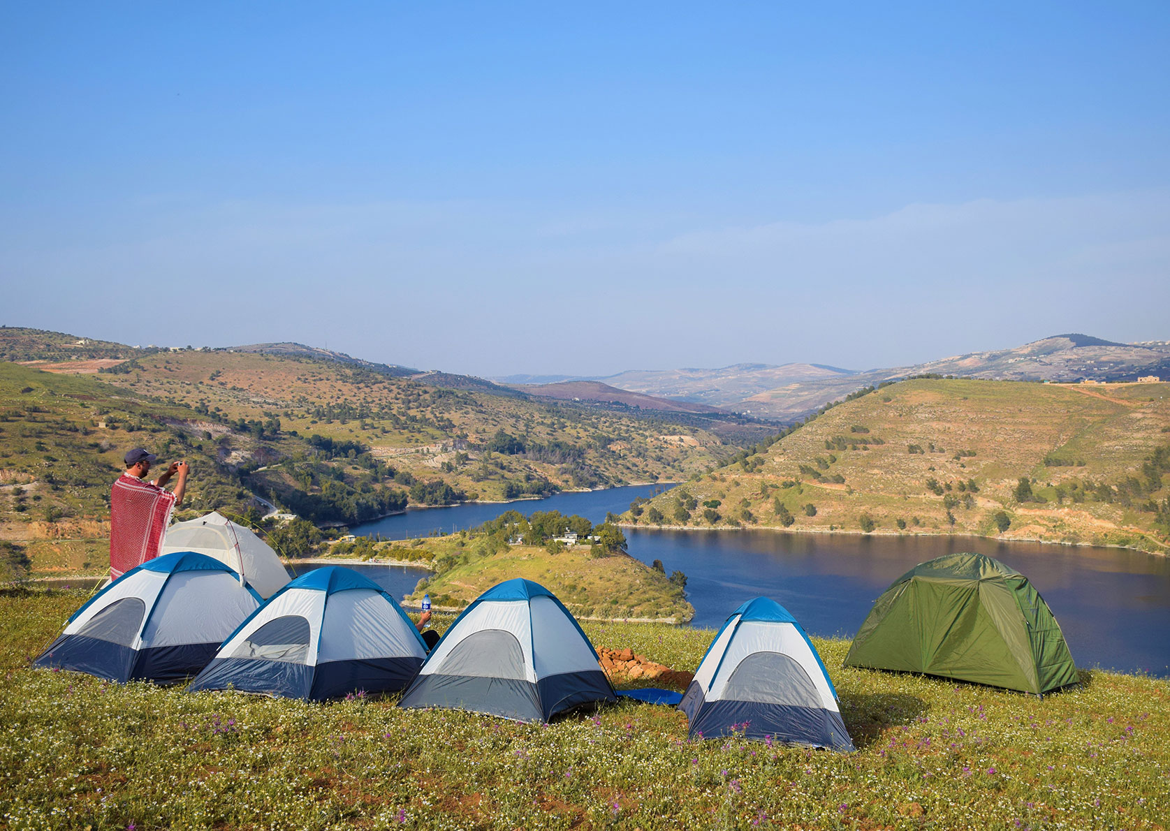 Best long distance hikes in the world Jordan Trail springtime by the lake in the Rmemeen region