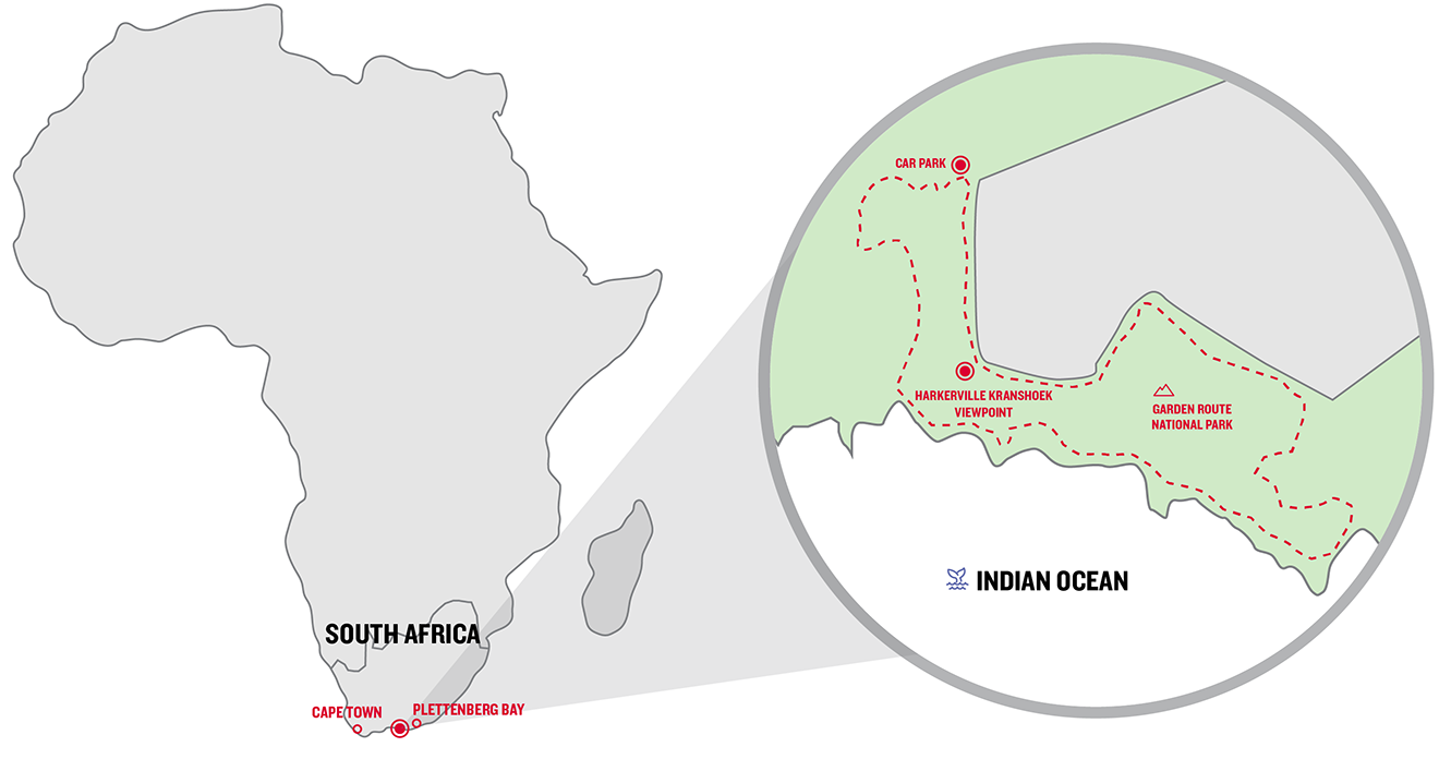 Coastal walks Map of the Kranshoek coastal trail in South Africa