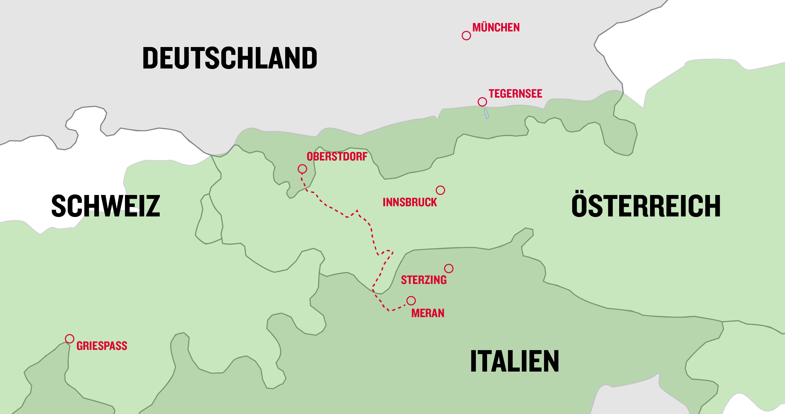 Karte der Alpenüberquerung E5