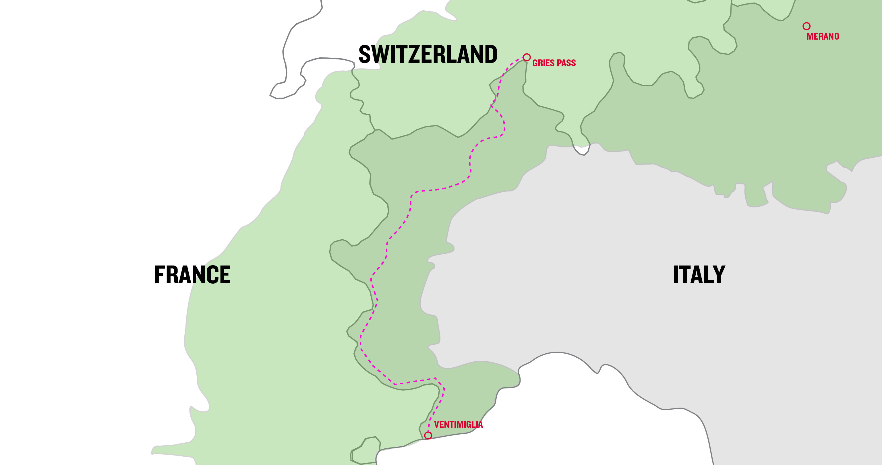 Map of the Grande Traversata delle Alpi GTA west Alpine crossing