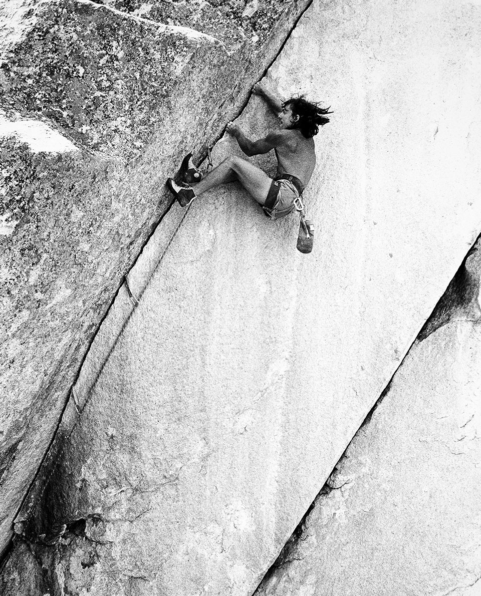 A climber crack climbing in the US